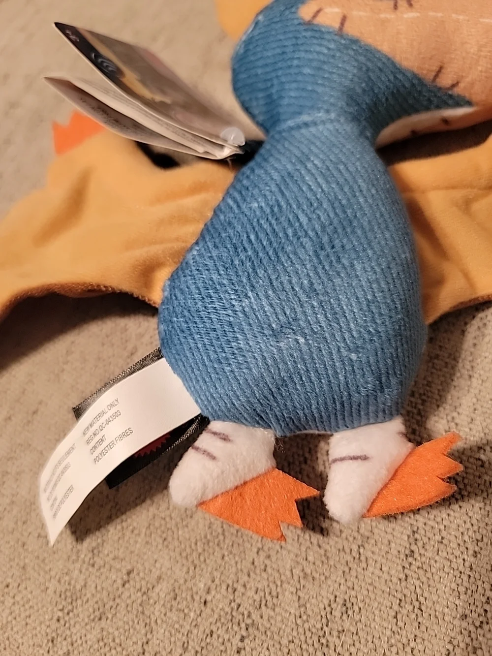 Blue and Orange Plush Pterodactyl Bird Toy - Pet Play Plush